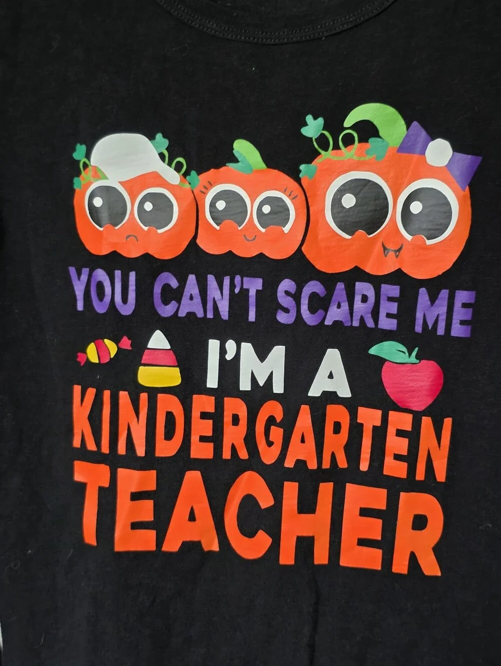 J.Crew Womens Small Halloween Kindergarten Teacher Graphic Long Sleeve Black Tee